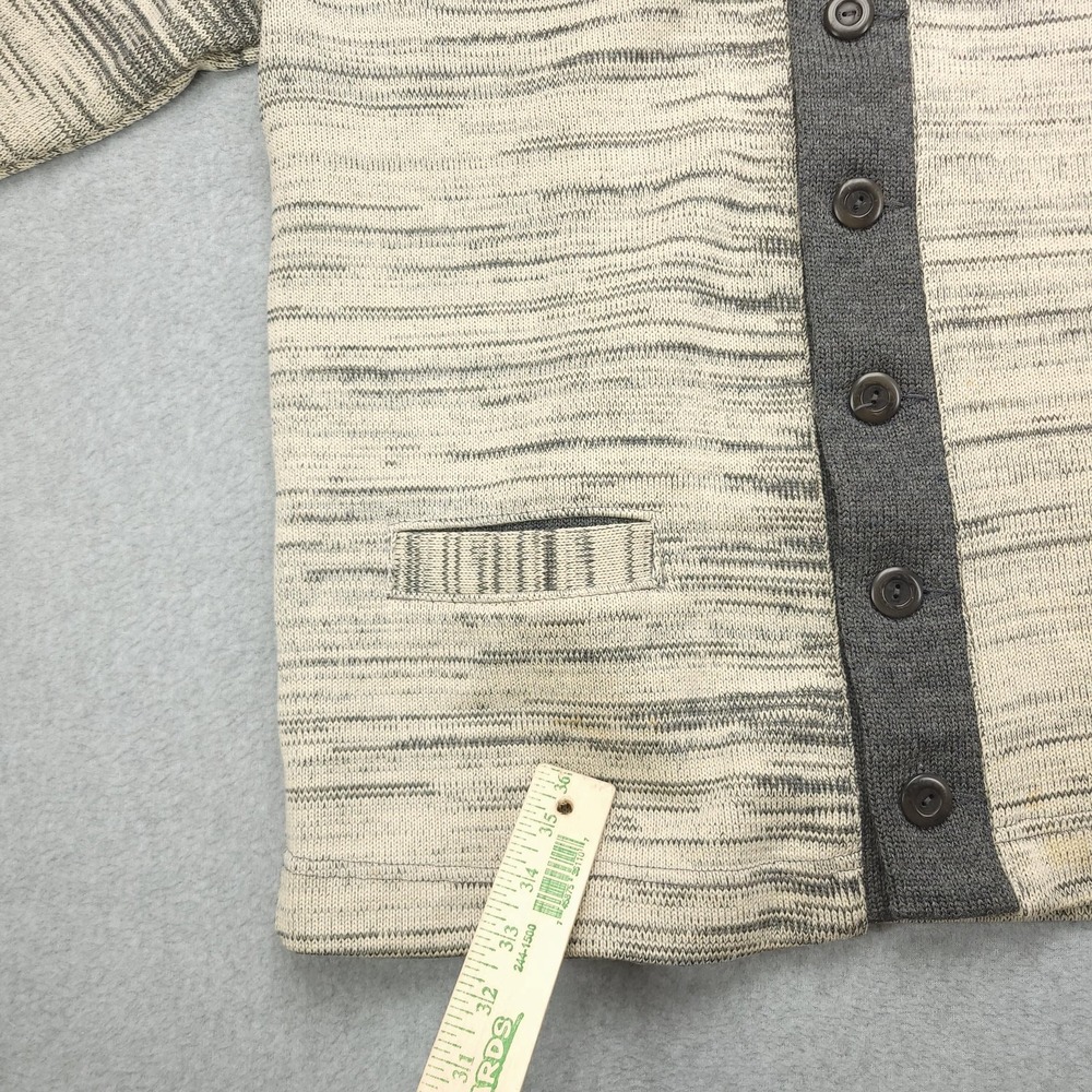 Dehen 1920 Knitting Co Sweater Mens XL Gray Beige Wool Striped Cardigan Made USA - Picture 6 of 16